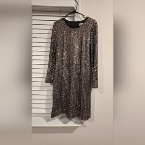 Eliza J Black and Silver Sequin Dress- SIZE 12